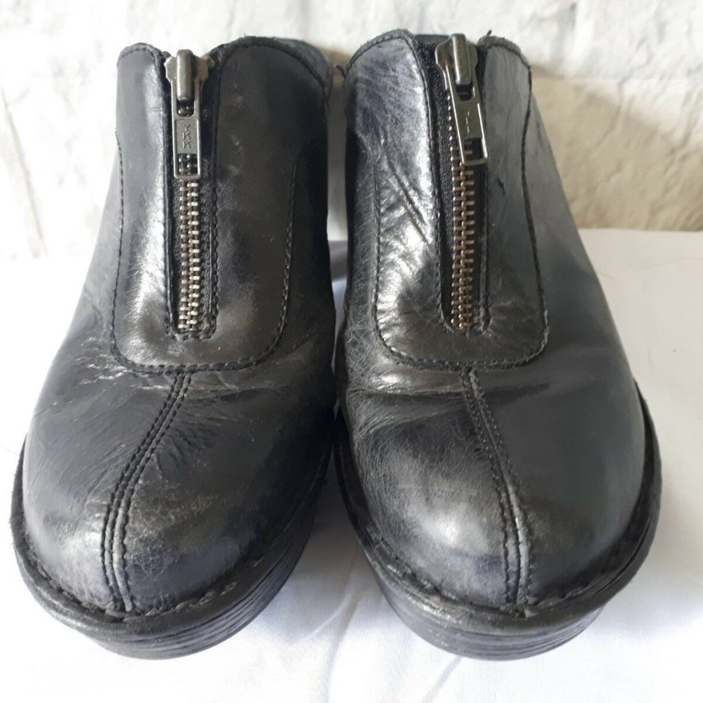 Born Block Heel Half Shoes Sz 8 Black Slip On Mule